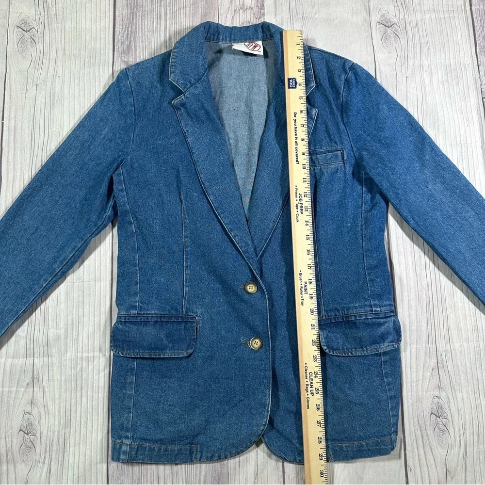 Women’s Vintage Cotton Blue Denim Blazer Jacket. - Picture 5 of 8